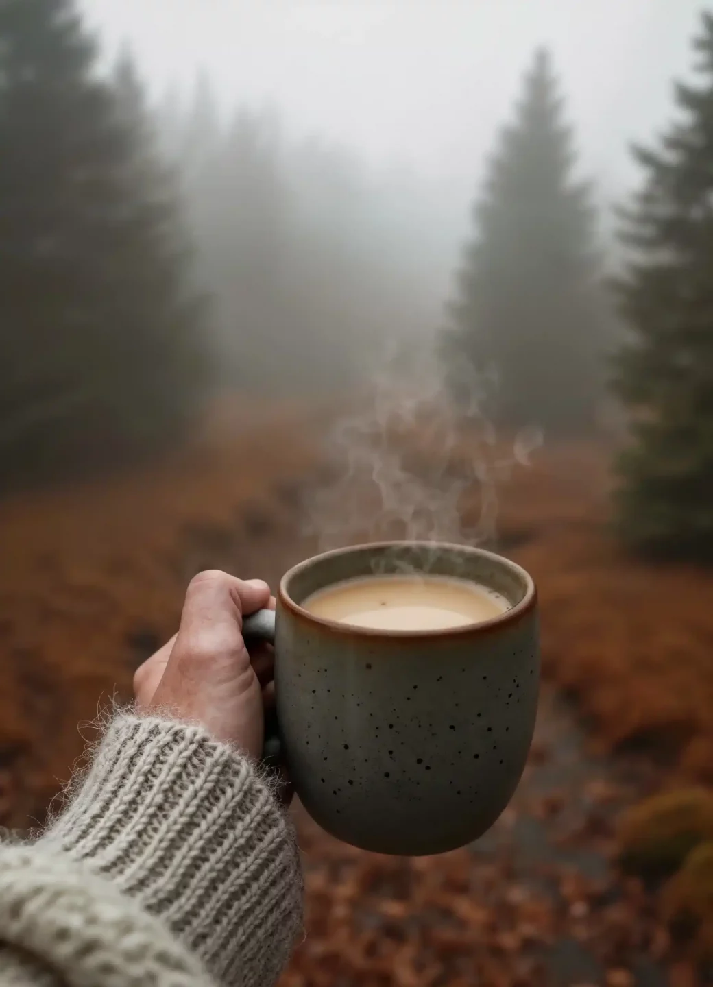 Moment slow life avec une tasse de café en main
